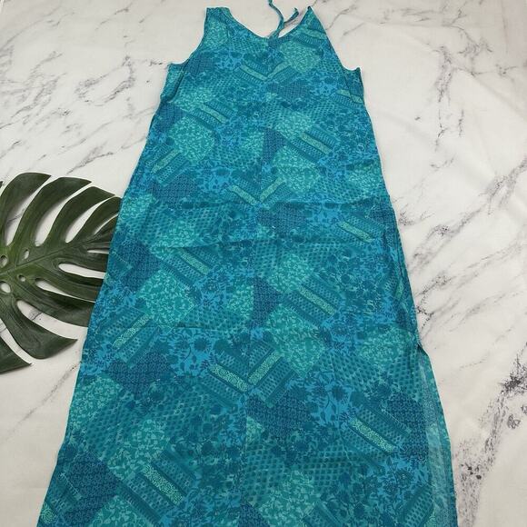 Millers Womens Vintage Y2k Maxi Dress Size 16 Blue Green Patchwork Floral - Picture 6 of 9